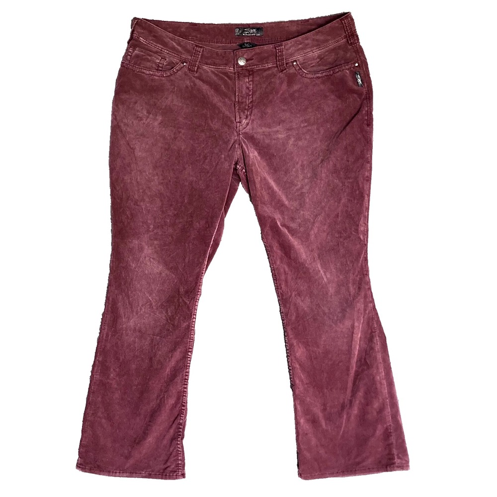 Silver Jeans Suki Surplus Corduroy Flared Cords Women 22 Plus 42x32 Burgundy $98